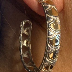 John Hardy  Naga Legends Sterling and 18kt yellow Hoop Earrings